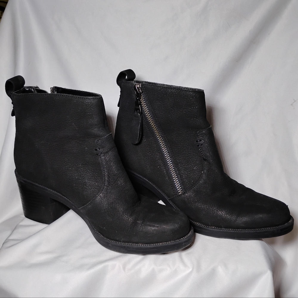 Leather Ankle Boots Crown Vintage Astalema 6.5 Black Chunky